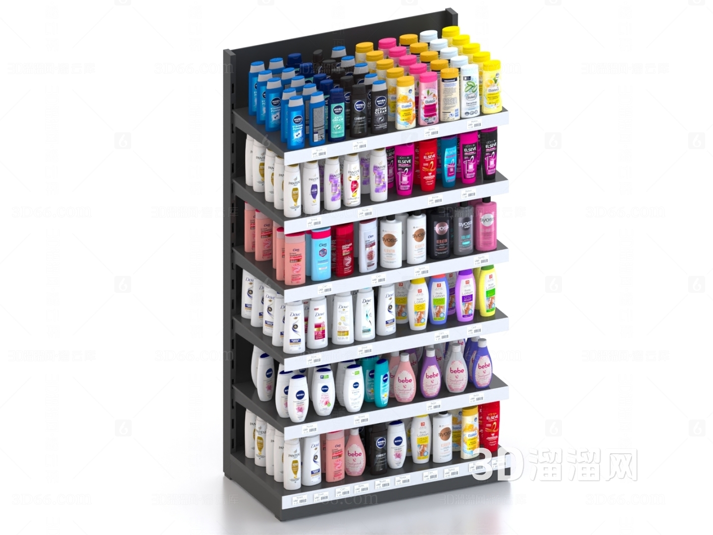 日用百貨3D模型下載 洗發(fā)水、沐浴露超市貨架模型資源推薦